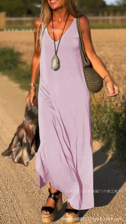 Robe tendance pour femmes, col V et style séduisant