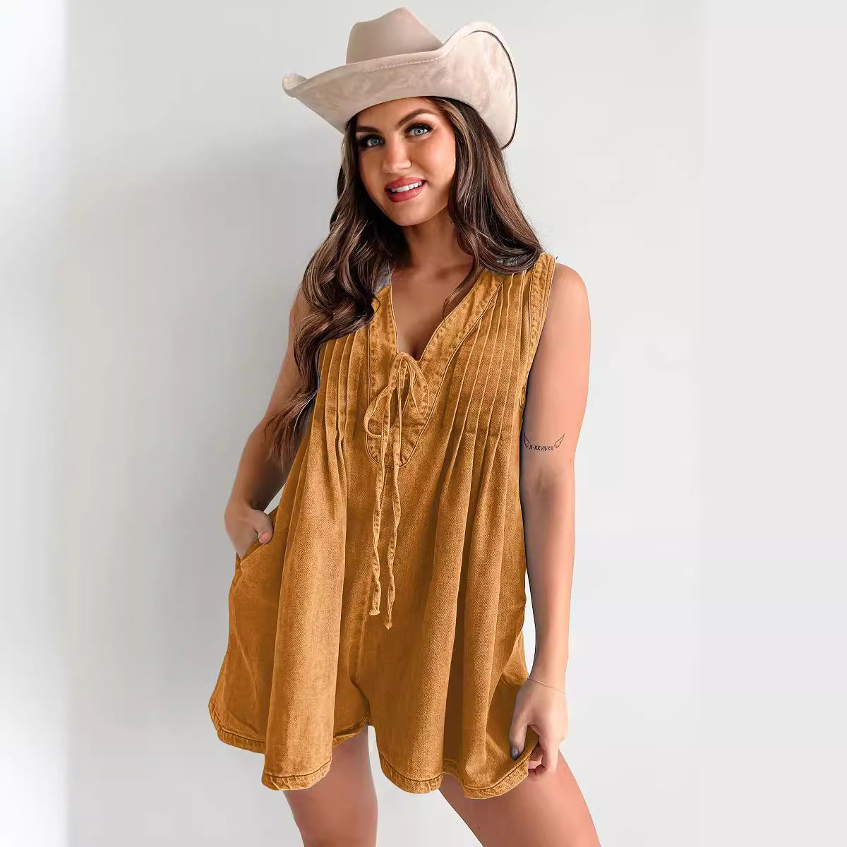 Combinaison short en jean été